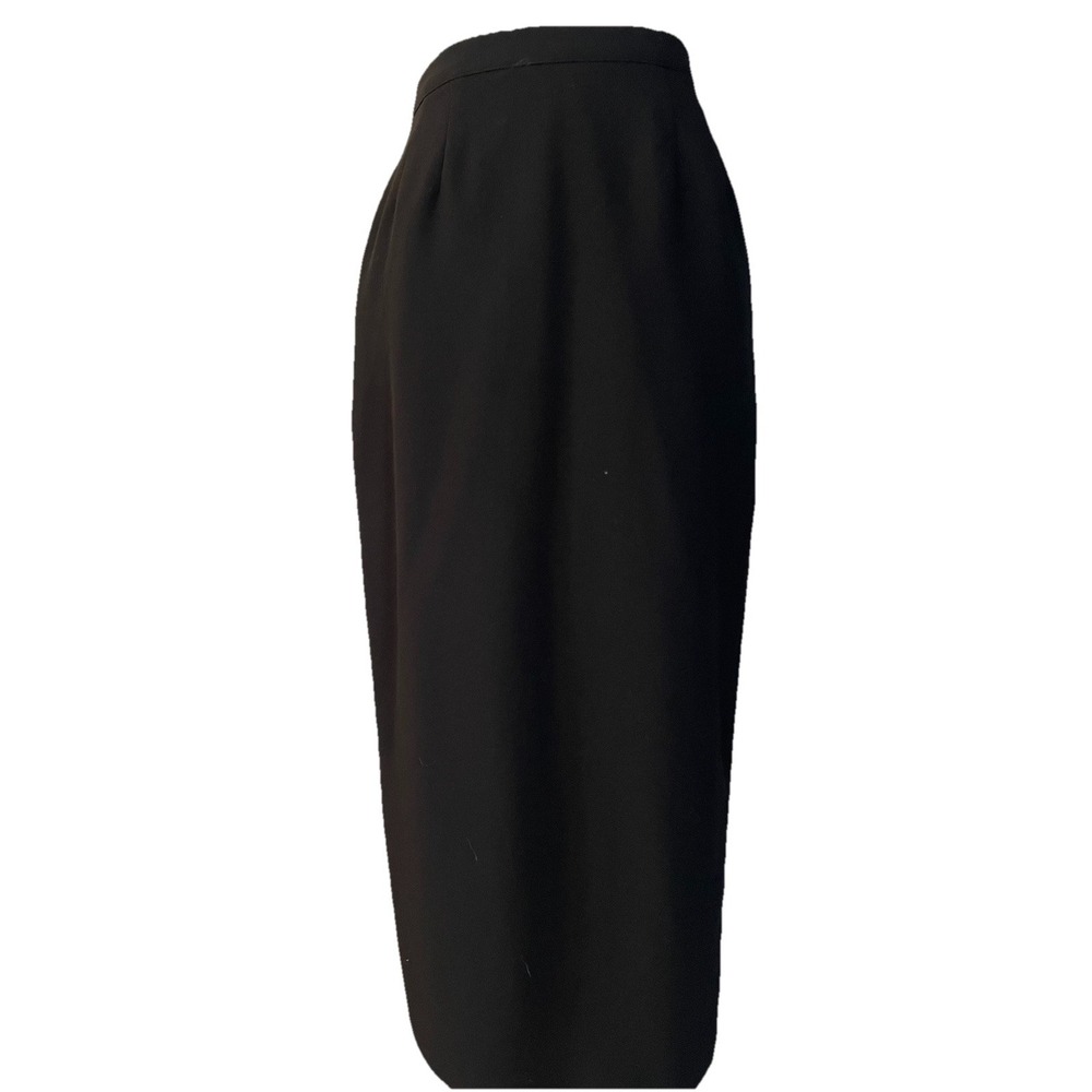 Vintage 80s Pencil Maxi Skirt Sz 4 Black Acetate Blend Slit Career Gothic